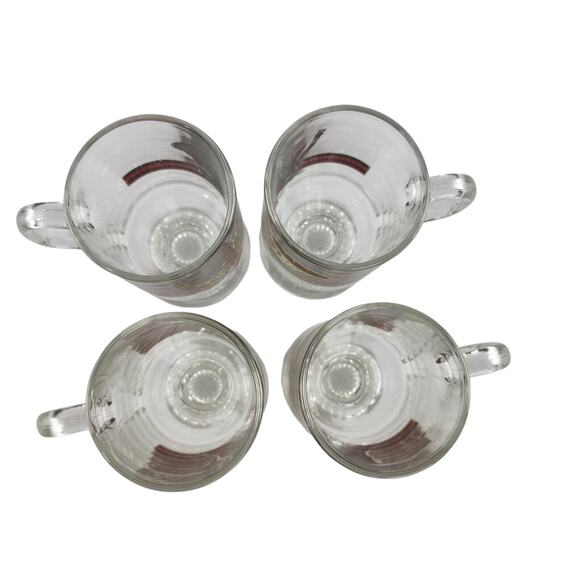 Vintage Culver Footed Irish Coffee Mugs Christmas Gold & Red Horn Set Of 4 - Picture 6 of 16